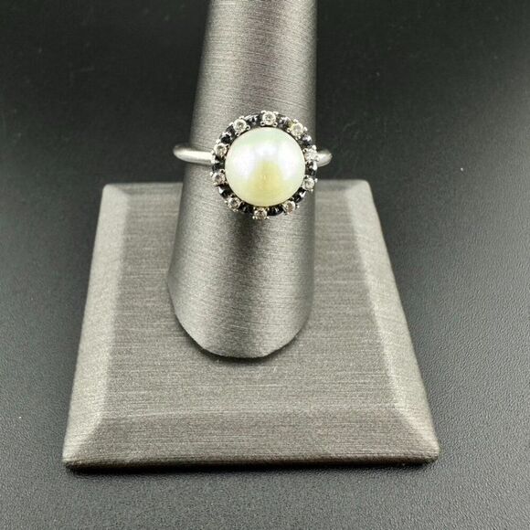 PANDORA Everlasting Grace Freshwater Pearl Ring Sterling Silver 60 / 9 - Picture 2 of 7